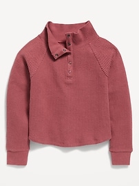 Image number 2 showing, CozePlush Waffle-Knit Henley Top for Girls