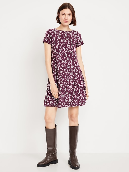 Image number 1 showing, Short-Sleeve Mini Swing Dress