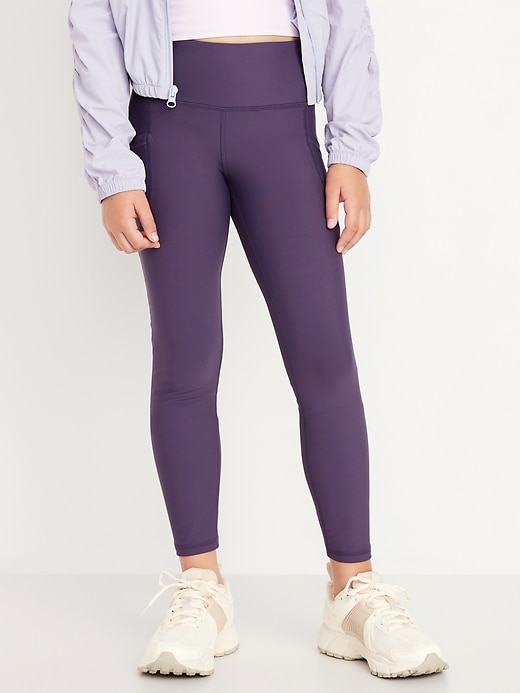 Image number 3 showing, High-Waisted PowerSoft 7/8-Length Side-Pocket Leggings for Girls