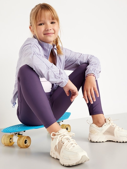 Image number 1 showing, High-Waisted PowerSoft 7/8-Length Side-Pocket Leggings for Girls