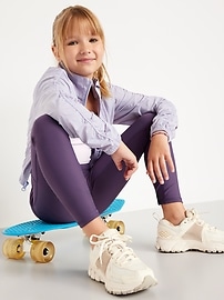 Image number 1 showing, High-Waisted PowerSoft 7/8-Length Side-Pocket Leggings for Girls