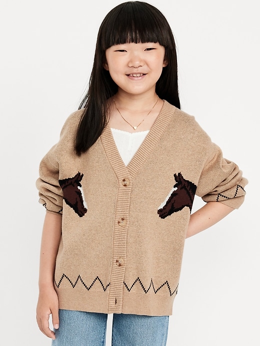 Voir une image plus grande du produit 1 de 3. Cardigan détendu à manches longues pour fille