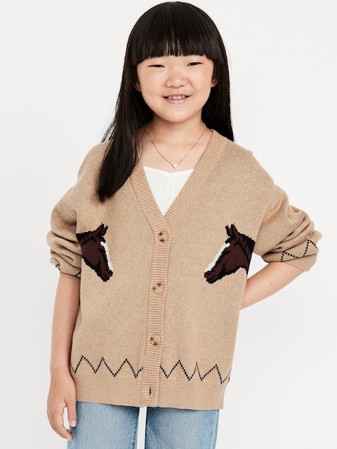 Cardigan détendu à manches longues pour fille - Multi