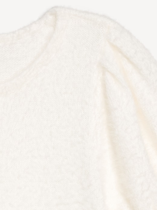 Image number 5 showing, Cropped Puff-Sleeve Eyelash Sweater