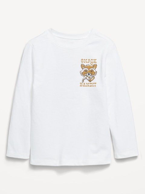 T-shirt à manches longues à imprimé unisexe pour tout-petit - Lys Blanc
