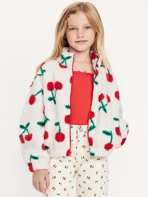Image number 1 showing, Oversized Sherpa Zip Jacket for Girls