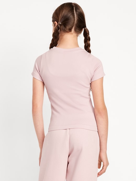 View large product image 2 of 3. Fitted Seamless Ribbed Performance Top for Girls