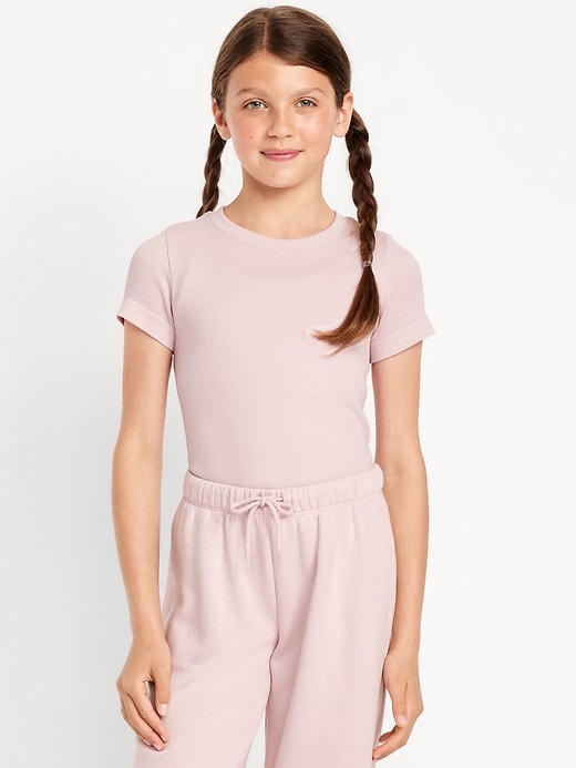 View large product image 1 of 3. Fitted Seamless Ribbed Performance Top for Girls