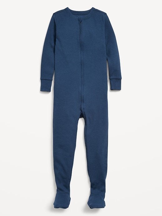 Image number 1 showing, Snug-Fit 2-Way-Zip Ribbed Pajama One-Piece for Toddler & Baby