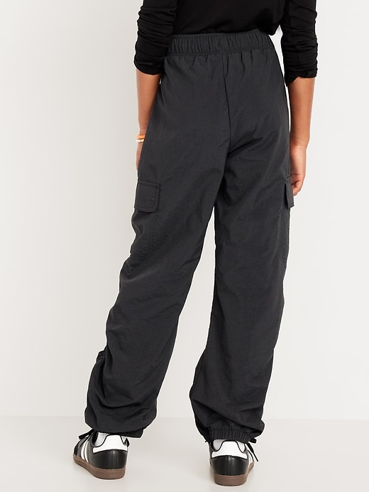 View large product image 2 of 5. High-Waisted Side Ruched Cargo Parachute Joggers for Girls