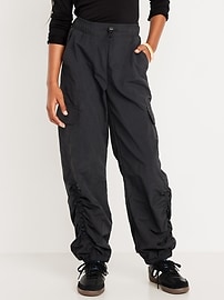 Image number 1 showing, High-Waisted Side Ruched Cargo Parachute Joggers for Girls