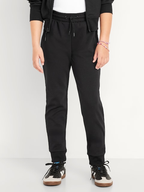 Slim High-Waisted Dynamic Fleece Joggers for Girls - Black
