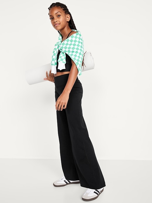Image number 3 showing, High-Waisted PowerChill Crossover Wide-Leg Leggings for Girls