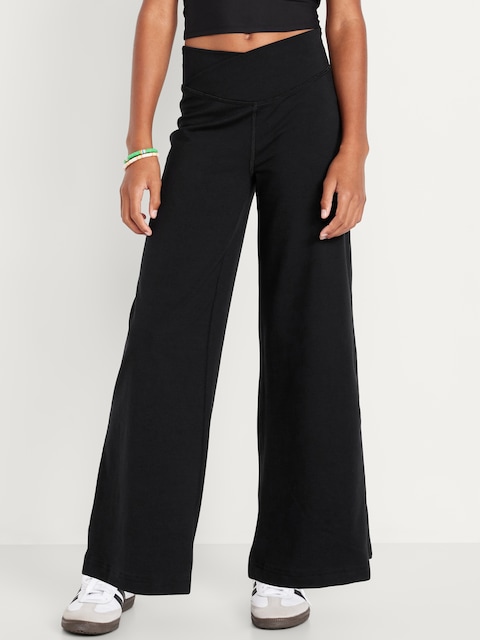 Legging PowerChill jambe évasée à taille haute croisée pour fille - Noir De Jais