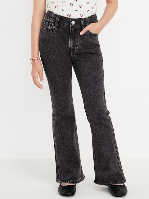 Wow High-Waisted Flare Jeans for Girls - Black Wash