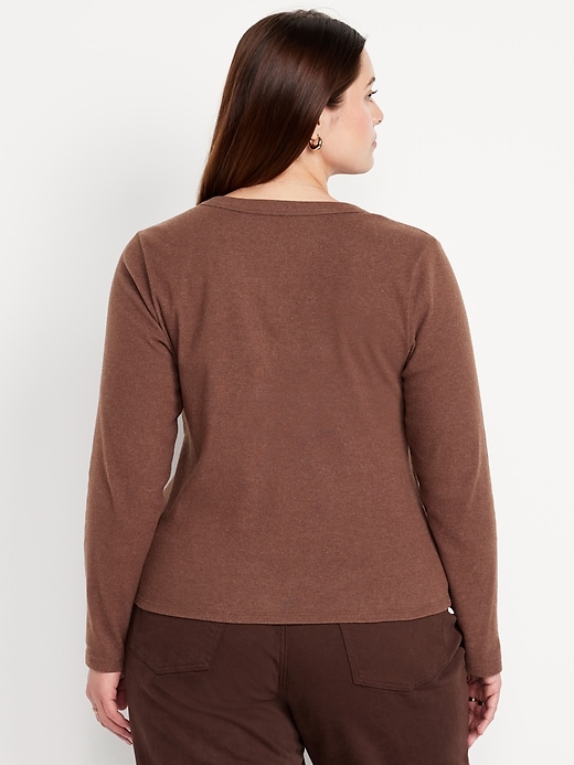 Image number 7 showing, Long-Sleeve Cozy V-Neck Top