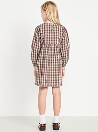 Image number 2 showing, Long-Sleeve Tie-Front Double-Weave Swing Dress for Girls