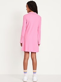 Image number 2 showing, Long-Sleeve Fit and Flare Ribbed Polo Dress for Girls