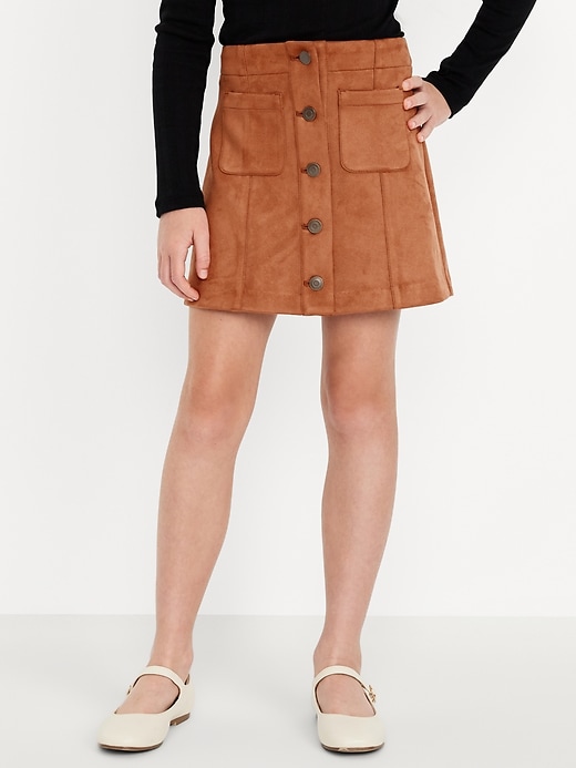 Image number 1 showing, Faux-Suede Button-Front Skirt for Girls