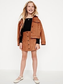 Image number 3 showing, Faux-Suede Button-Front Skirt for Girls