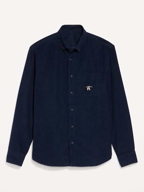 Chemise passe-partout de coupe classique en velours côtelé - Dans La Marine