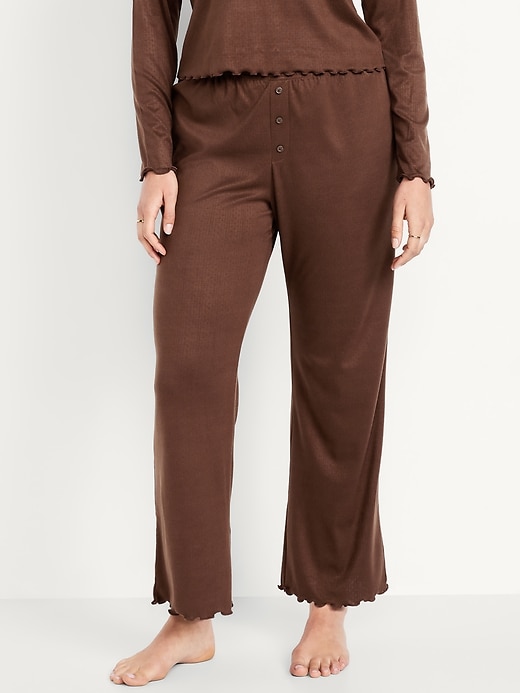 Image number 5 showing, High-Waisted Cozy Rib Pajama Pants