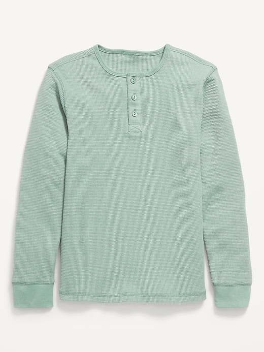 Image number 1 showing, Long-Sleeve Henley Waffle-Knit T-Shirt for Boys