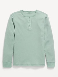Image number 1 showing, Long-Sleeve Henley Waffle-Knit T-Shirt for Boys