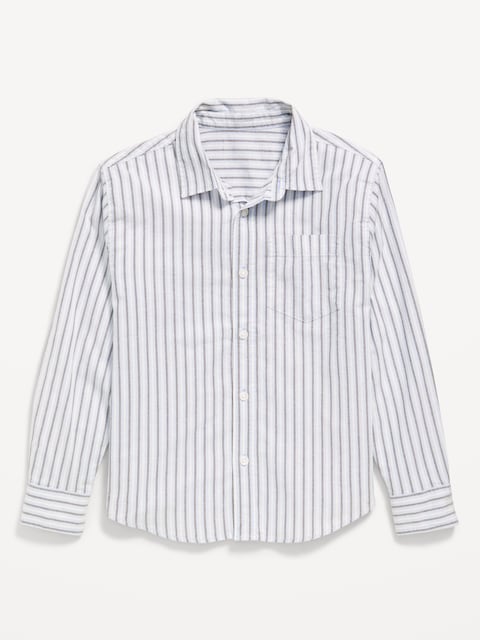 Lightweight Oxford School Uniform Shirt for Boys - White & Blue Stripe