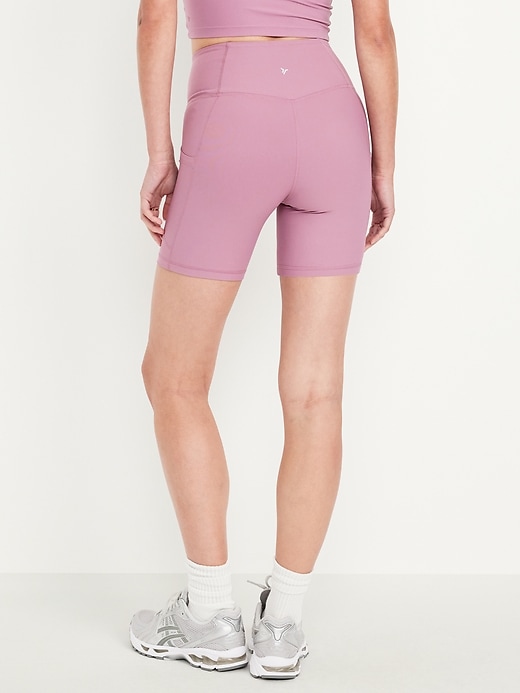 Image number 2 showing, High-Waisted PowerSoft Pocket Biker Shorts -- 6-inch inseam