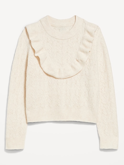 Image number 4 showing, Wool-Blend Cropped Ruffle Sweater