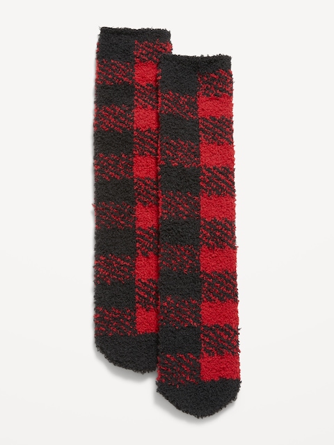 Chaussettes douillettes pour homme - Gros Carreaux Rouges