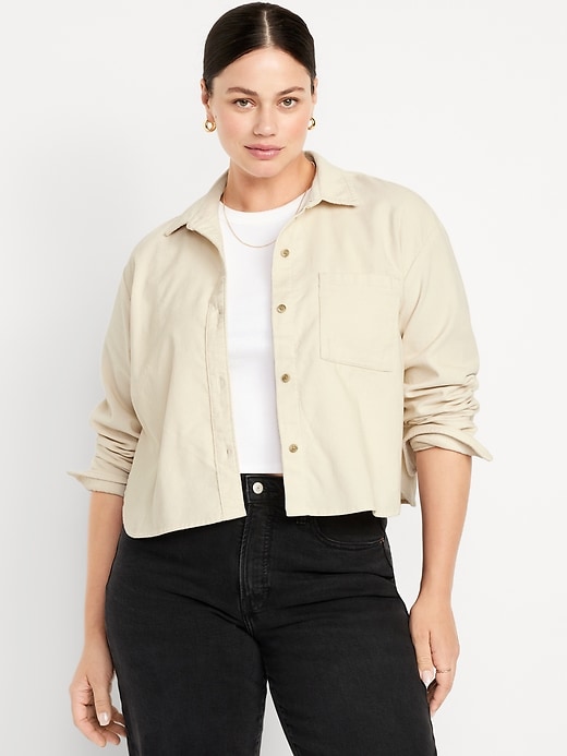 Image number 5 showing, Cropped Button-Down Corduroy Shirt