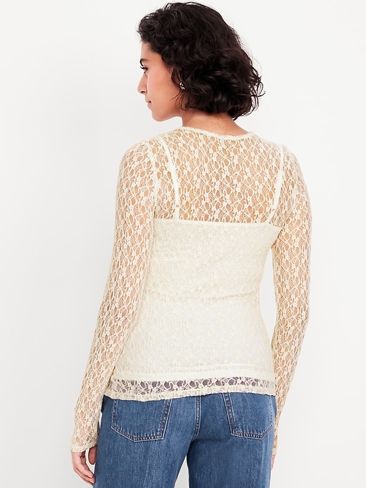 Image number 2 showing, Long-Sleeve Lace Crew-Neck Top