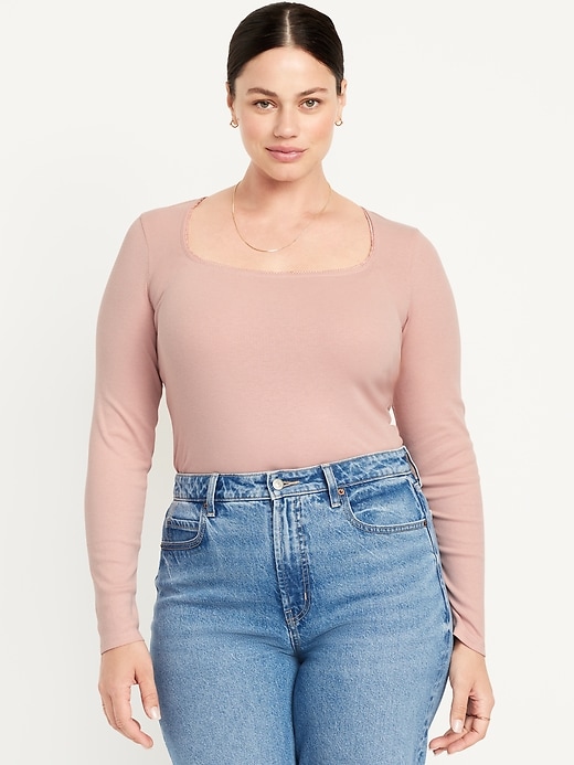 Image number 5 showing, Long-Sleeve Square-Neck Top