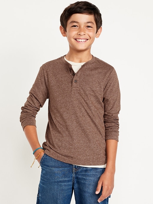 Image number 1 showing, Softest Long-Sleeve Henley T-Shirt for Boys