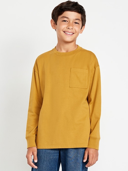 Image number 1 showing, Oversized Long-Sleeve Pocket T-Shirt for Boys