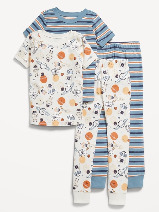 Image number 1 showing, Snug-Fit Printed Pajama 4-Piece for Toddler & Baby