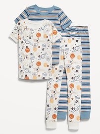 Image number 1 showing, Snug-Fit Printed Pajama 4-Piece for Toddler & Baby
