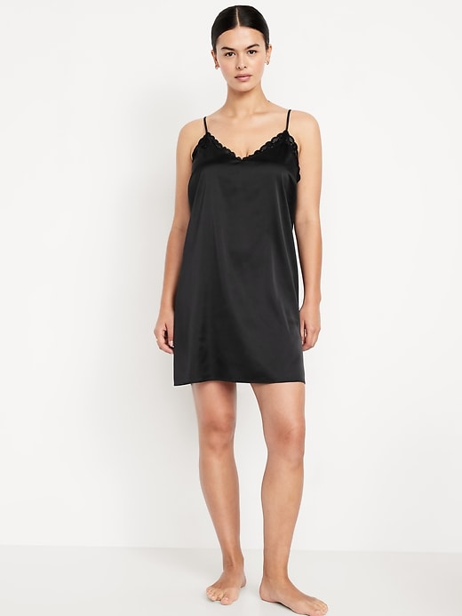 Image number 5 showing, Lace-Trim Satin Nightgown