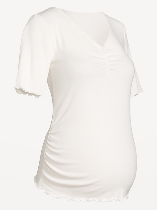 Image number 1 showing, Maternity V-Neck Elbow-Sleeve Top