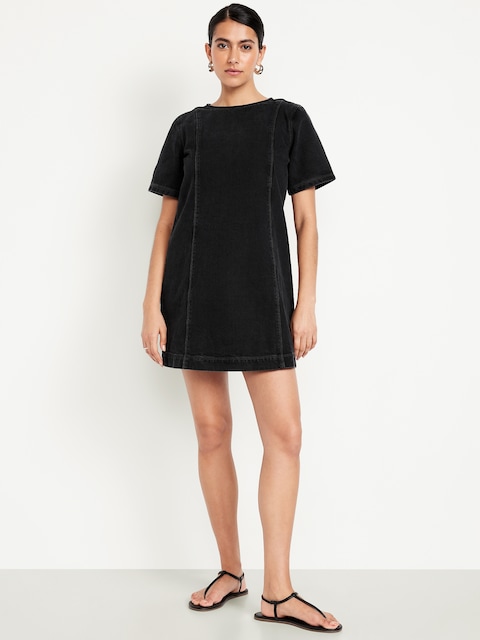 Denim Mini Dress - Black