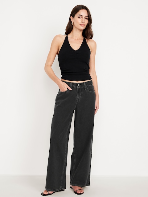 Mid-Rise Wow Baggy Wide-Leg Jeans - Black