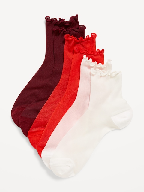 Sheer Crew Sock 3-Pack for Women - Red