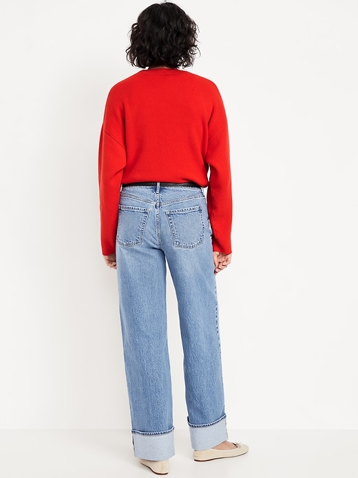 Image number 3 showing, Extra High-Waisted Cuffed Wide-Leg Jeans