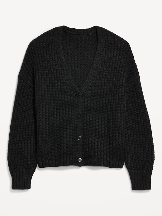 L'image numéro 4 présente Cardigan en mélange de laine à mailles perlées