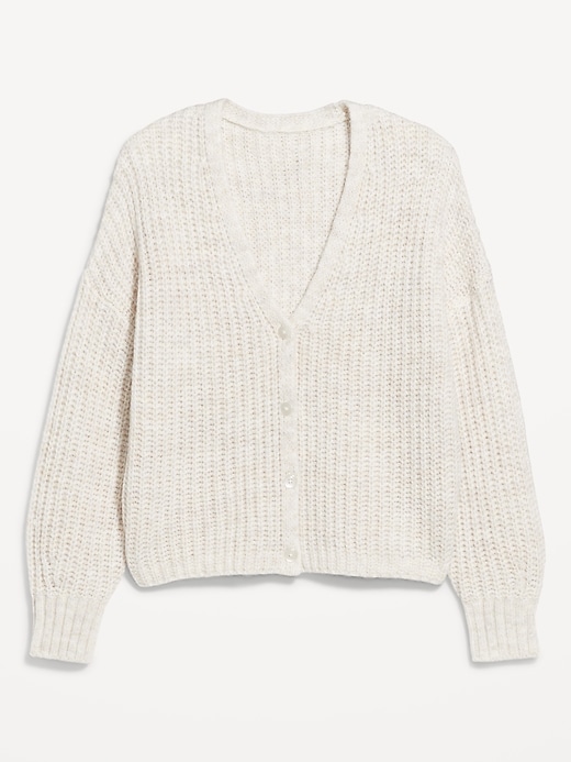 L'image numéro 4 présente Cardigan en mélange de laine à mailles perlées