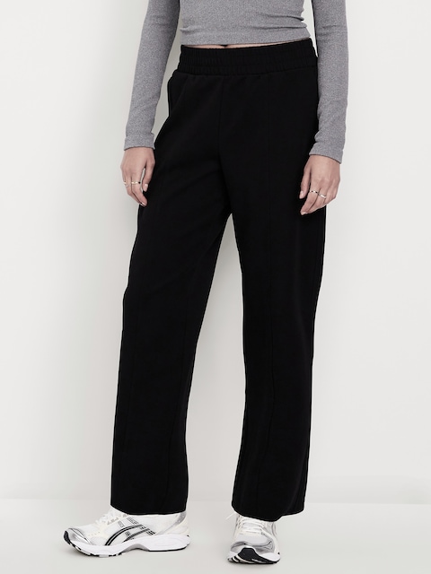 Pantalon baril à taille haute en Molleton dynamique - Noir De Jais