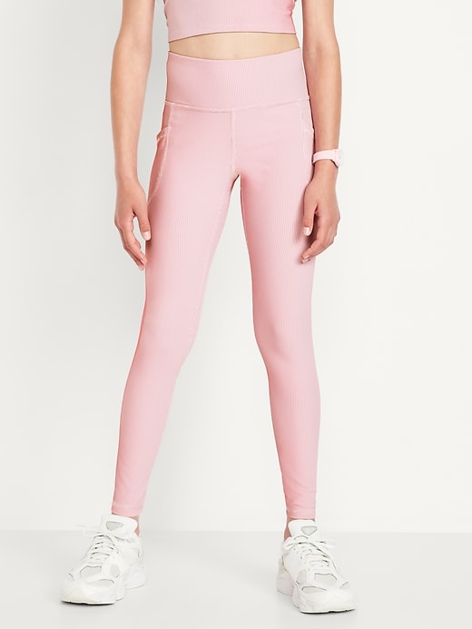Image number 3 showing, High-Waisted PowerSoft Ribbed Performance 7/8 Leggings for Girls