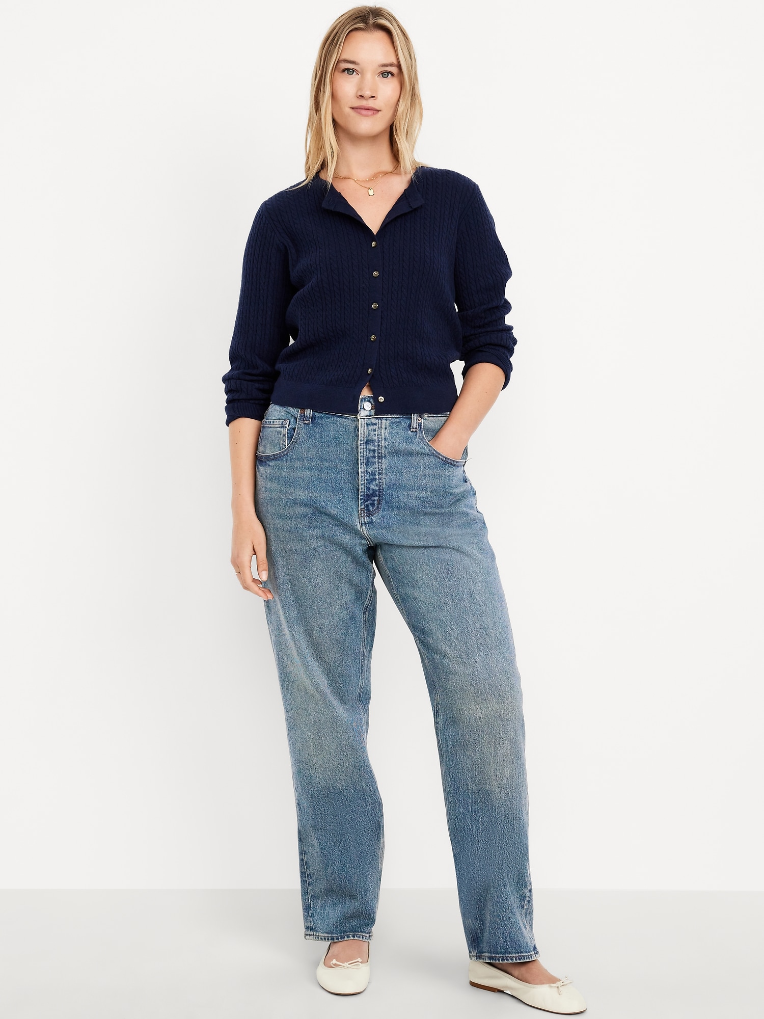 Mid-Rise Slouchy Straight Jeans